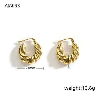 1 Piece Simple Style Waves Irregular 304 Stainless Steel 18K Gold Plated Earrings