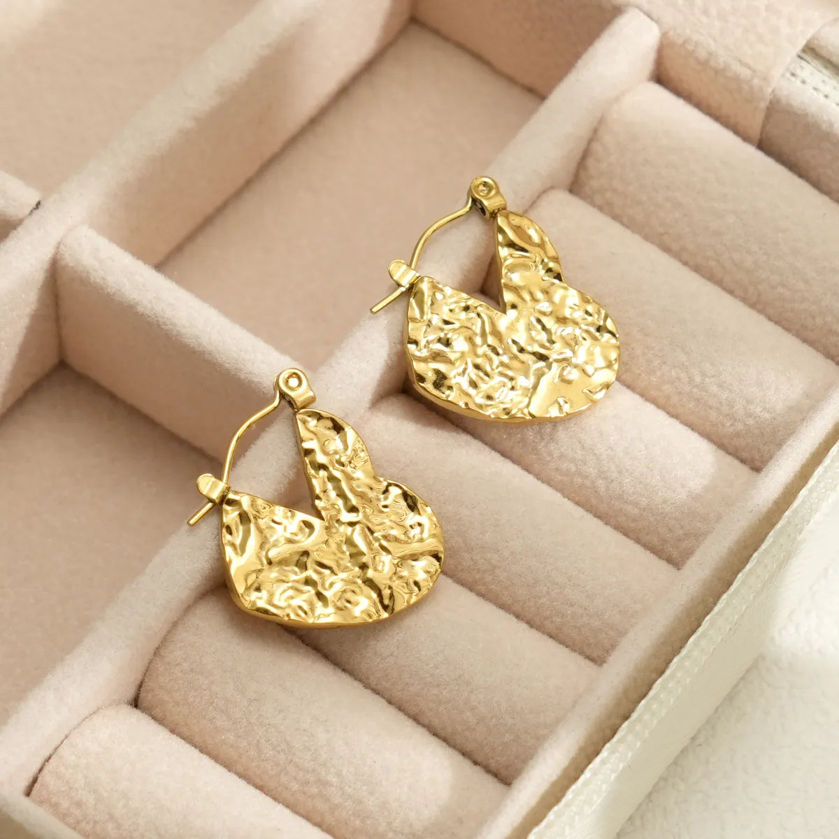 1 Piece Simple Style Waves Pleated 304 Stainless Steel 18K Gold Plated Earrings