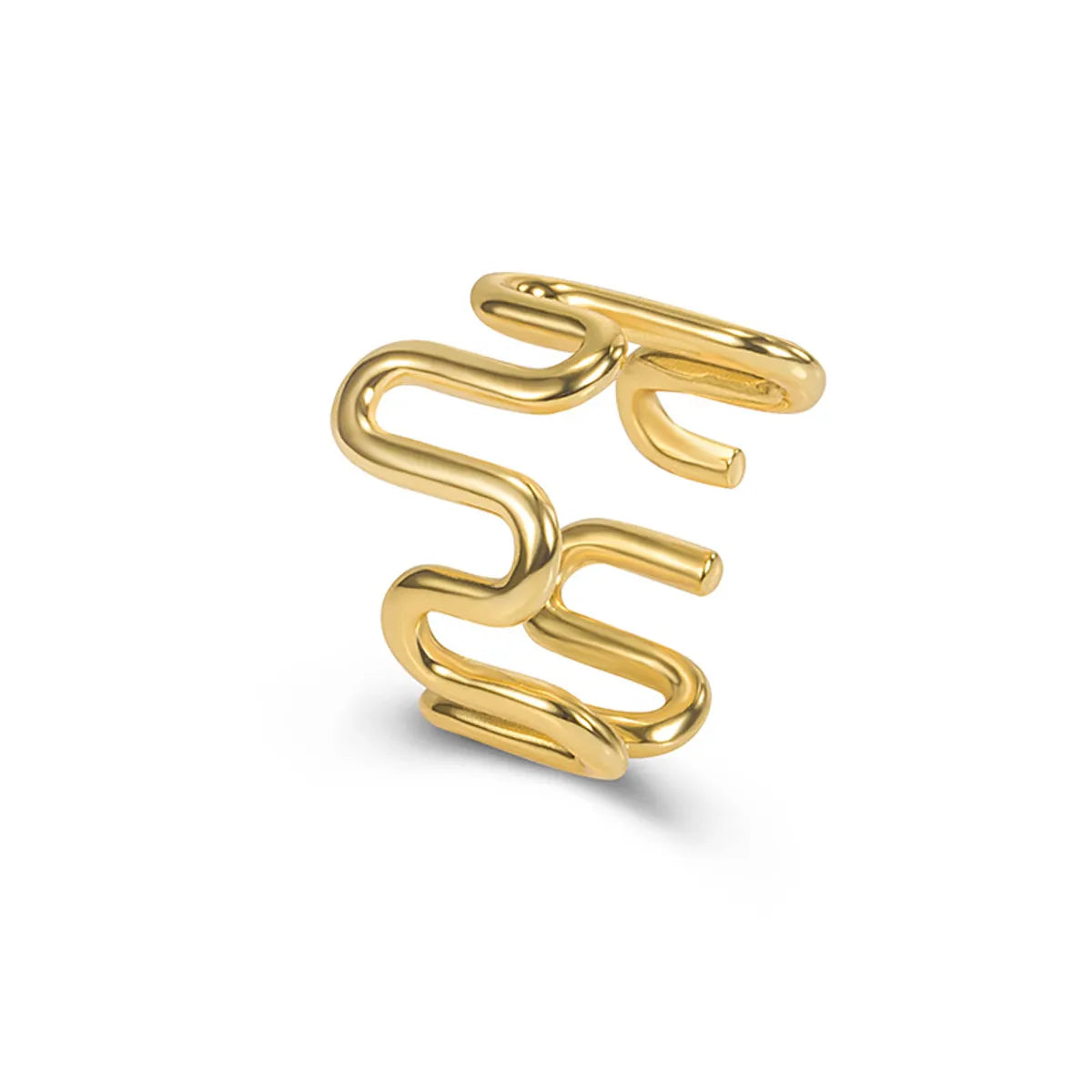 Simple Style Waves Sterling Silver Plating 18k Gold Plated Open Ring