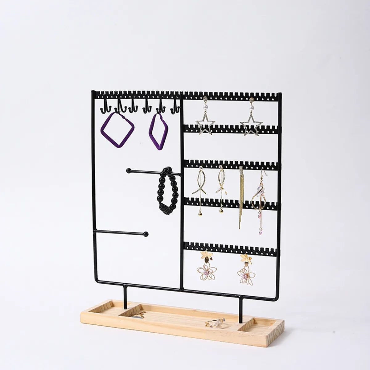 1 Piece Solid Wood Metal Simple Style Solid Color Jewelry Rack