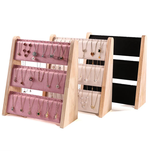 1 Piece Solid Wood Simple Style Classic Style Solid Color Jewelry Rack