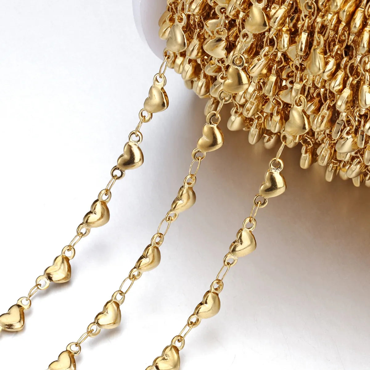 1 Piece Stainless Steel 18K Gold Plated Heart Shape Polished Chain