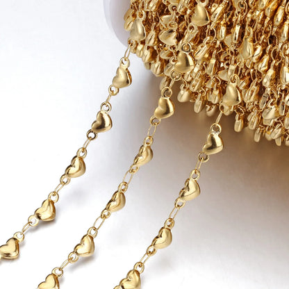 1 Piece Stainless Steel 18K Gold Plated Heart Shape Polished Chain