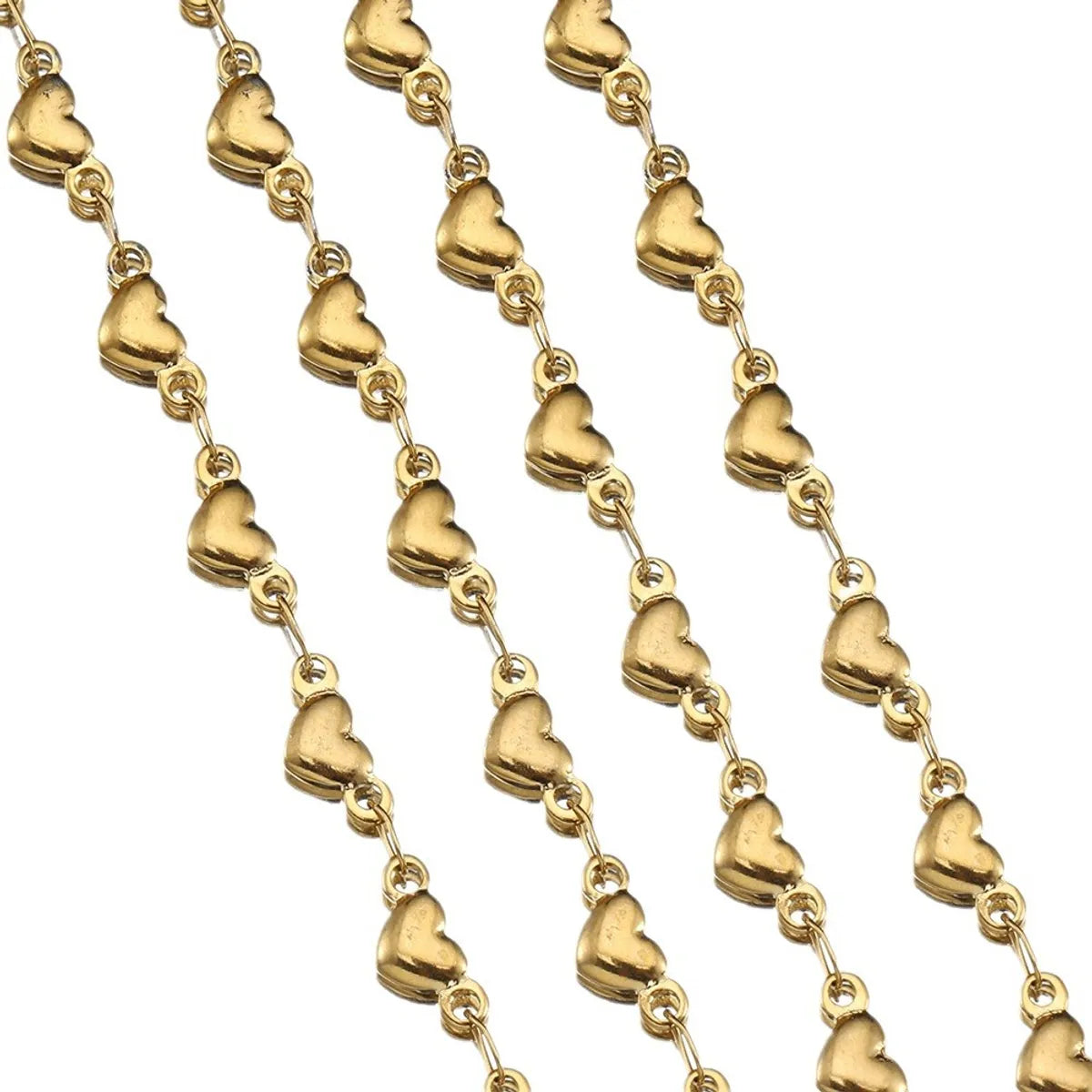 1 Piece Stainless Steel 18K Gold Plated Heart Shape Polished Chain