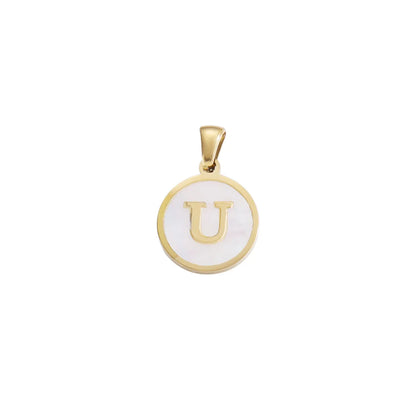 1 Piece Stainless Steel Gold Plated Letter Pendant