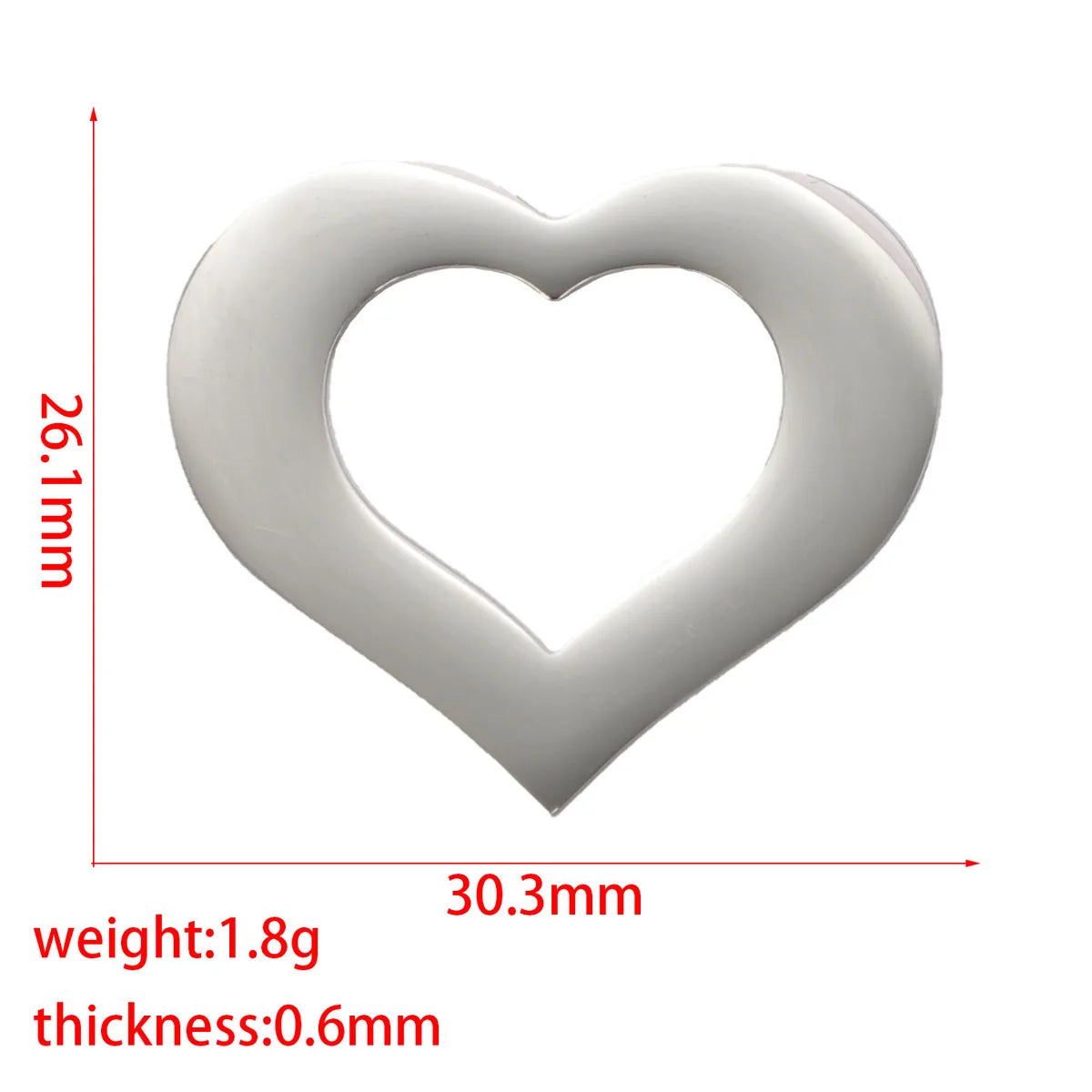 1 Piece Stainless Steel Heart Shape Pendant