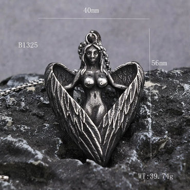 1 Piece 304 Stainless Steel Human Geometric Wings Pendant