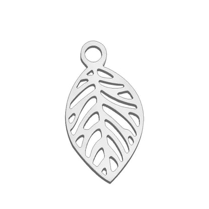 1 Piece Stainless Steel Leaf Flower Polished Pendant