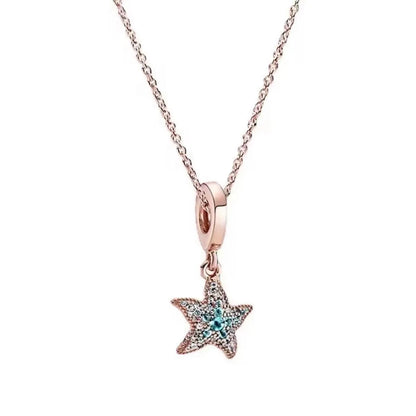 Sterling Silver Round Star Heart Shape Pendant Necklace