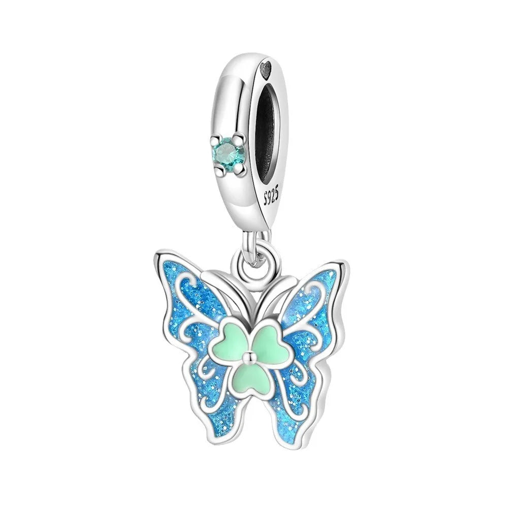 1 Piece Sterling Silver Leaves Dragonfly Butterfly Pendant