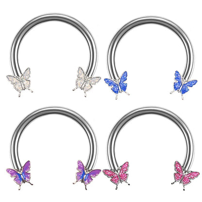 1 Piece Streetwear Butterfly Plating Stainless Steel Titanium Steel White Gold Plated Gold Plated Silver Plated Nose Ring Nose Studs