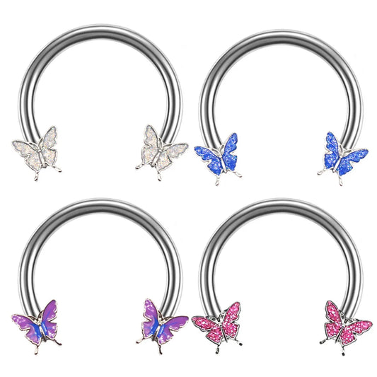 1 Piece Streetwear Butterfly Plating Stainless Steel Titanium Steel White Gold Plated Gold Plated Silver Plated Nose Ring Nose Studs