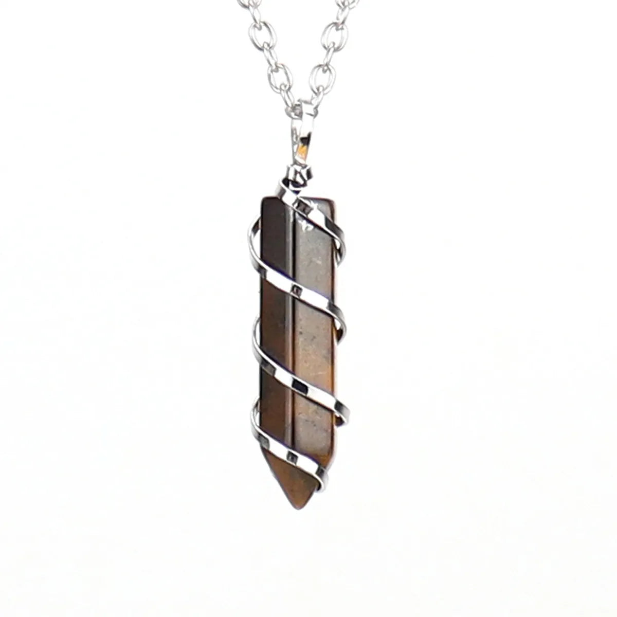 1 Piece Streetwear Spiral Stripe Natural Stone Knitting Pendant Necklace