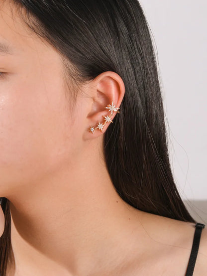 1 Piece Streetwear Star Inlay Copper Zircon Ear Studs