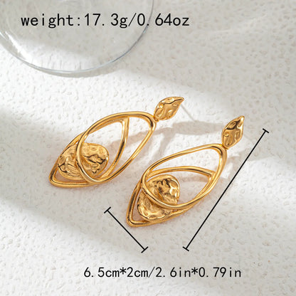 1 Piece Sweet Artistic Round Rhombus Patchwork Plating Hollow Out 304 Stainless Steel 14K Gold Plated Drop Earrings