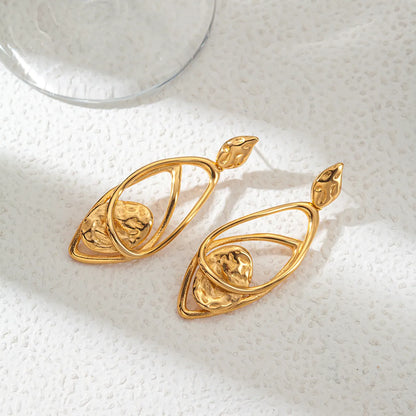 1 Piece Sweet Artistic Round Rhombus Patchwork Plating Hollow Out 304 Stainless Steel 14K Gold Plated Drop Earrings