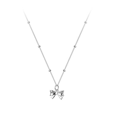 1 Piece Sweet Bow Knot Titanium Steel Plating Pendant Necklace