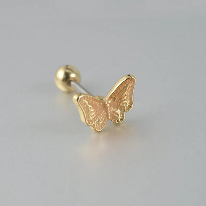 1 Piece Sweet Butterfly Enamel Stainless Steel Plastic 18K Gold Plated Ear Studs