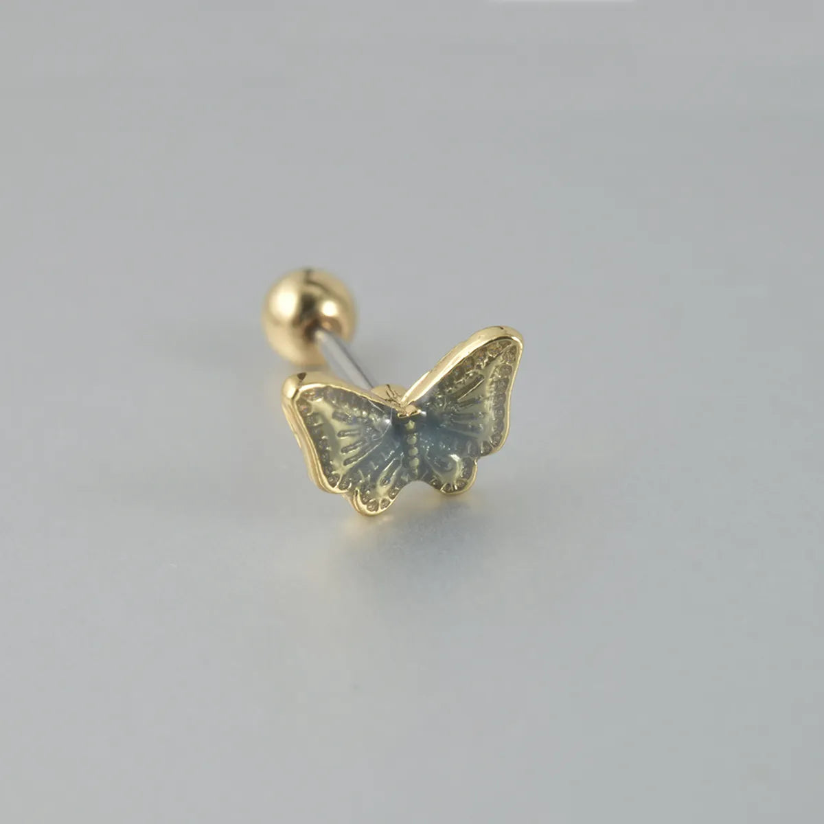 1 Piece Sweet Butterfly Enamel Stainless Steel Plastic 18K Gold Plated Ear Studs