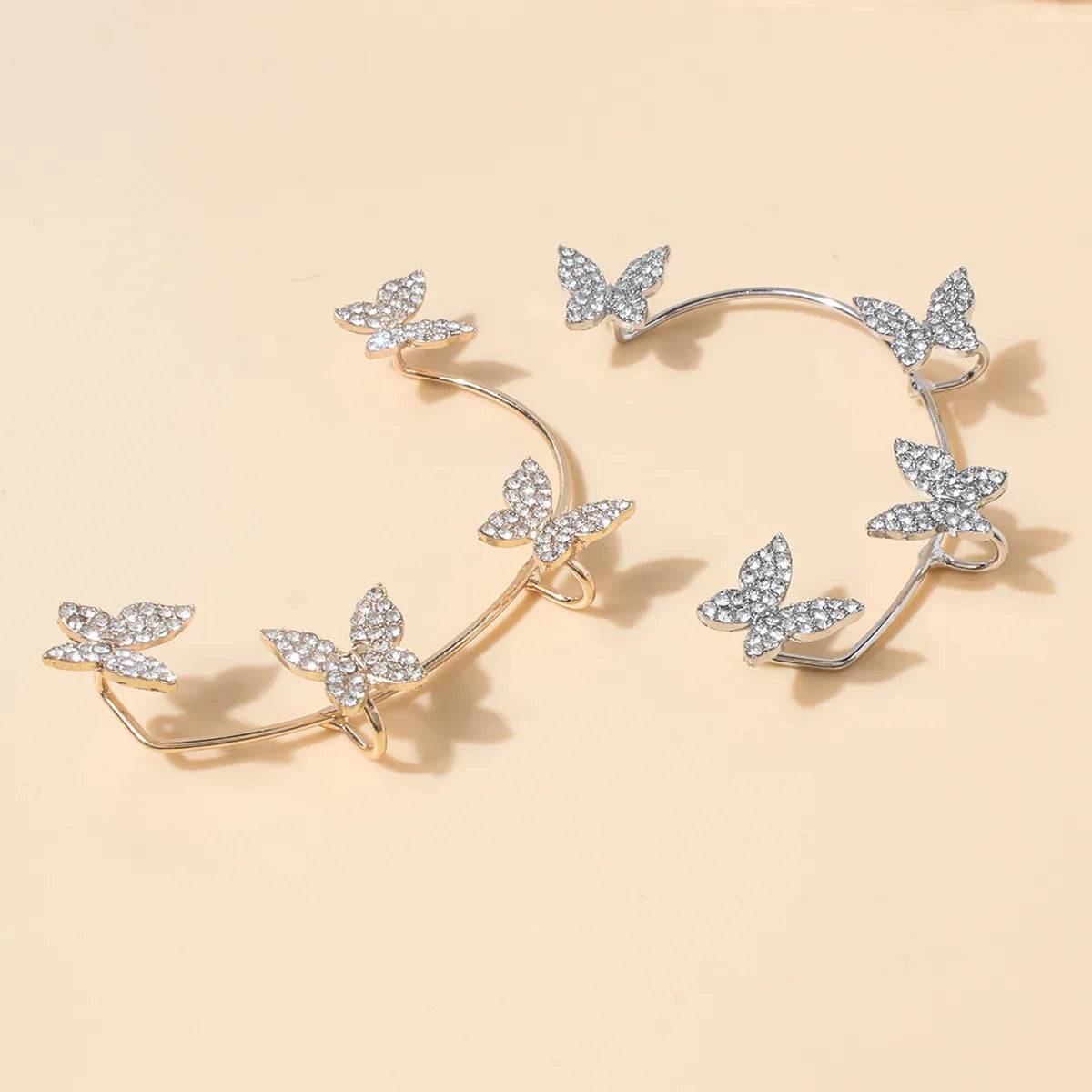 1 Piece Sweet Butterfly Rhinestone Plating Women'S Ear Clips