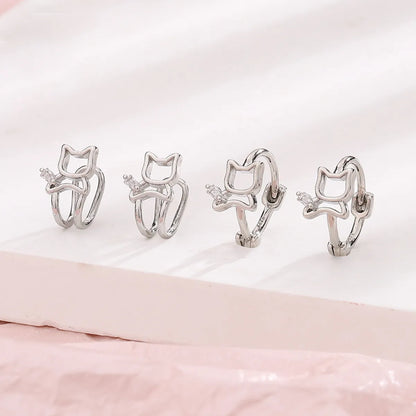 1 Piece Sweet Cat Plating Copper Earrings