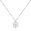 1 Piece Sweet Four Leaf Clover Sterling Silver Plating Inlaid Shell Necklace