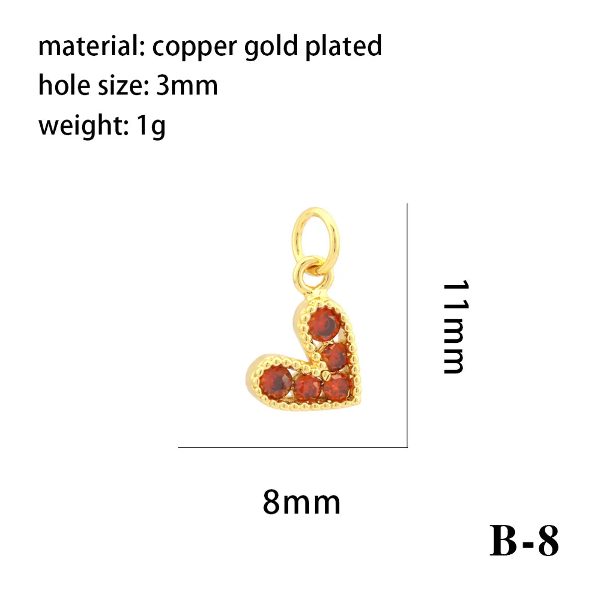 1 Piece Copper Zircon 18K Gold Plated Inlay Polished Pendant