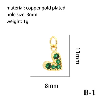 1 Piece Copper Zircon 18K Gold Plated Inlay Polished Pendant