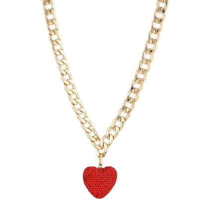 Wholesale Jewelry Sweet Heart Shape Iron Copper Rhinestones Plating Pendant Necklace