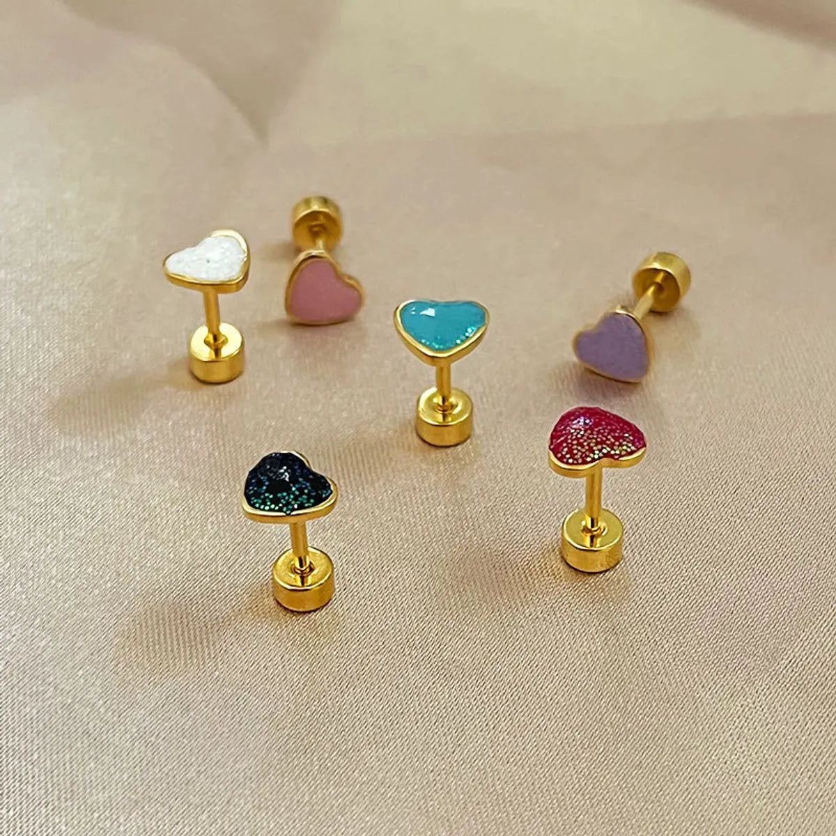 1 Piece Sweet Heart Shape Plating Stainless Steel Ear Studs