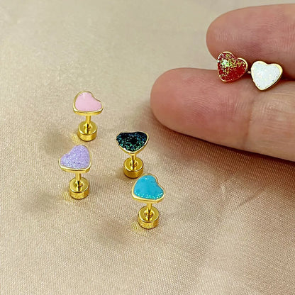 1 Piece Sweet Heart Shape Plating Stainless Steel Ear Studs