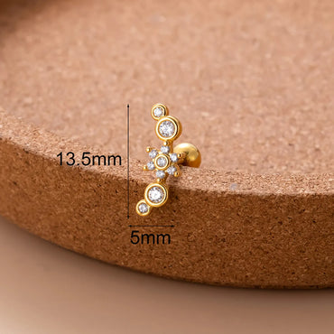 1 Piece Sweet Moon Heart Shape Flower Plating Inlay Stainless Steel Zircon 18k Gold Plated Ear Studs