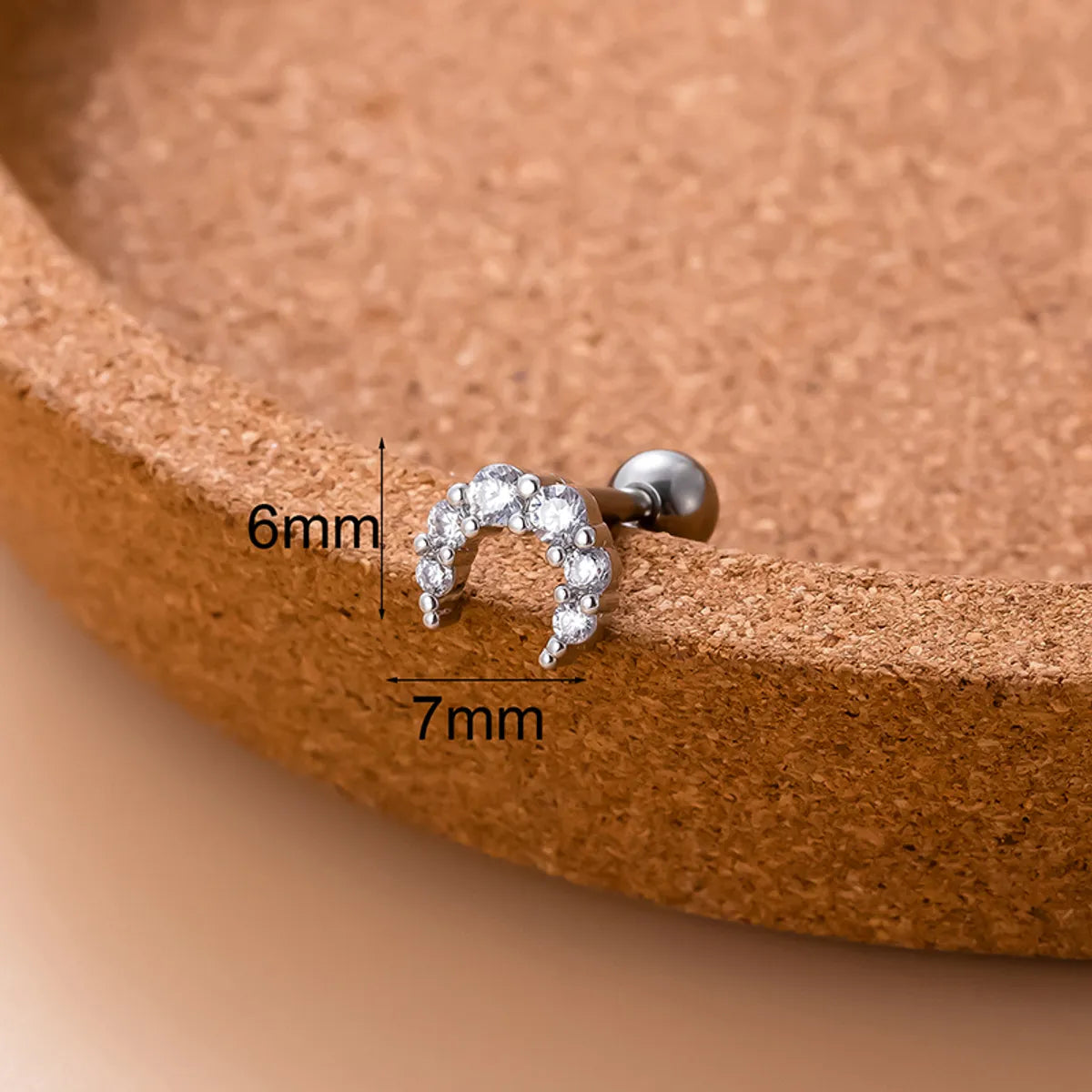 1 Piece Ear Cartilage Rings & Studs Sweet Moon Copper Plating Inlay Zircon