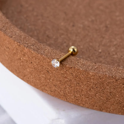 1 Piece Ear Cartilage Rings & Studs Sweet Shiny Geometric Round Heart Shape Copper Plating Inlay Zircon