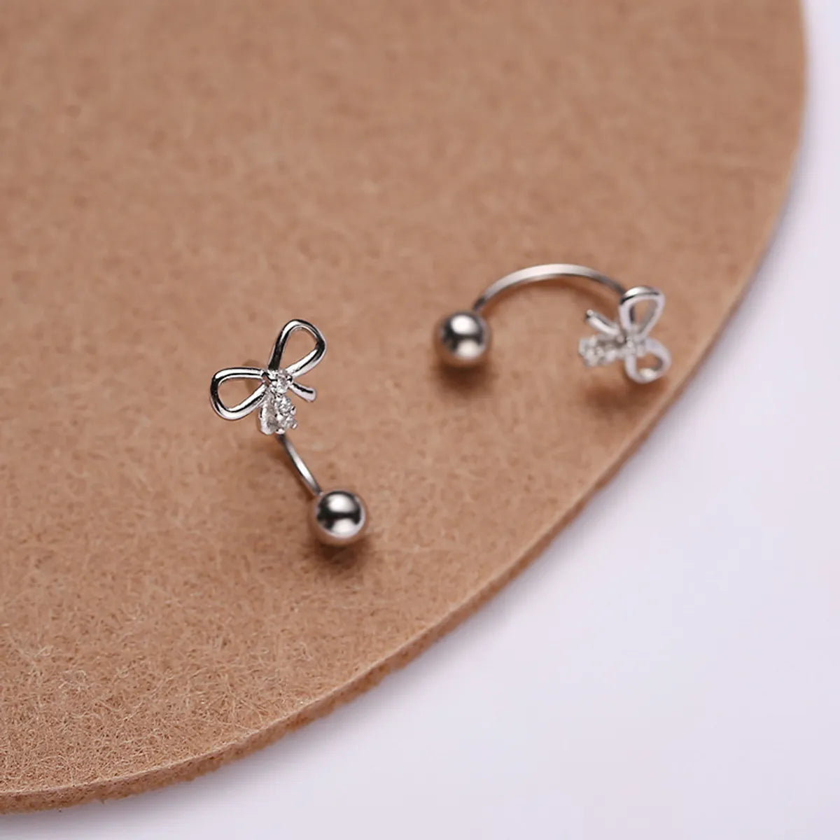 1 Piece Sweet Simple Style Bow Knot Plating Inlay Copper Zircon Ear Studs