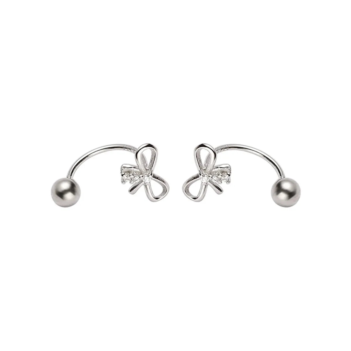 1 Piece Sweet Simple Style Bow Knot Plating Inlay Copper Zircon Ear Studs