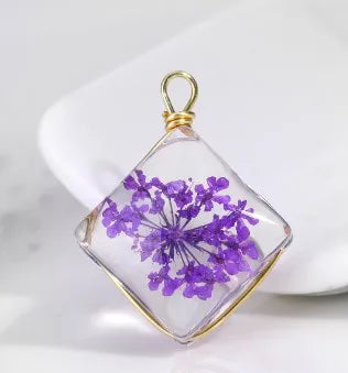 1 Piece Sweet Simple Style Flower Glass Copper Plating Pendant Jewelry Accessories