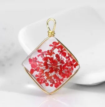 1 Piece Sweet Simple Style Flower Glass Copper Plating Pendant Jewelry Accessories