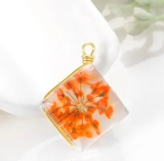 1 Piece Sweet Simple Style Flower Glass Copper Plating Pendant Jewelry Accessories