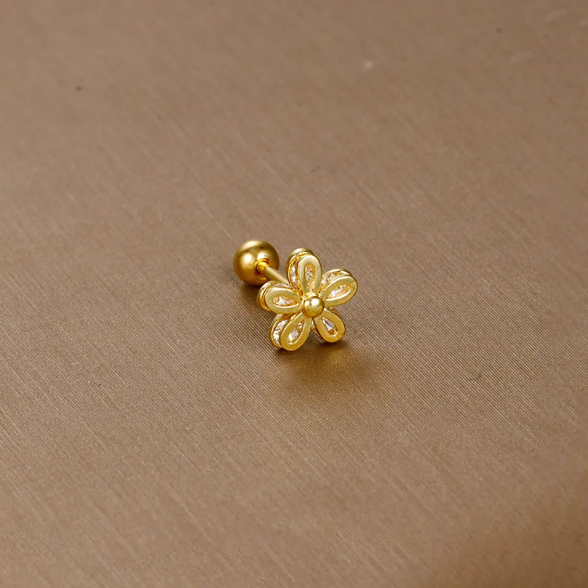 1 Piece Sweet Simple Style Flower Plating Inlay Titanium Steel Zircon Ear Studs