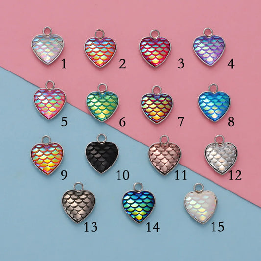 1 Piece Stainless Steel Resin 18K Gold Plated Heart Shape Fish Scales Pendant