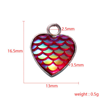 1 Piece Stainless Steel Resin 18K Gold Plated Heart Shape Fish Scales Pendant