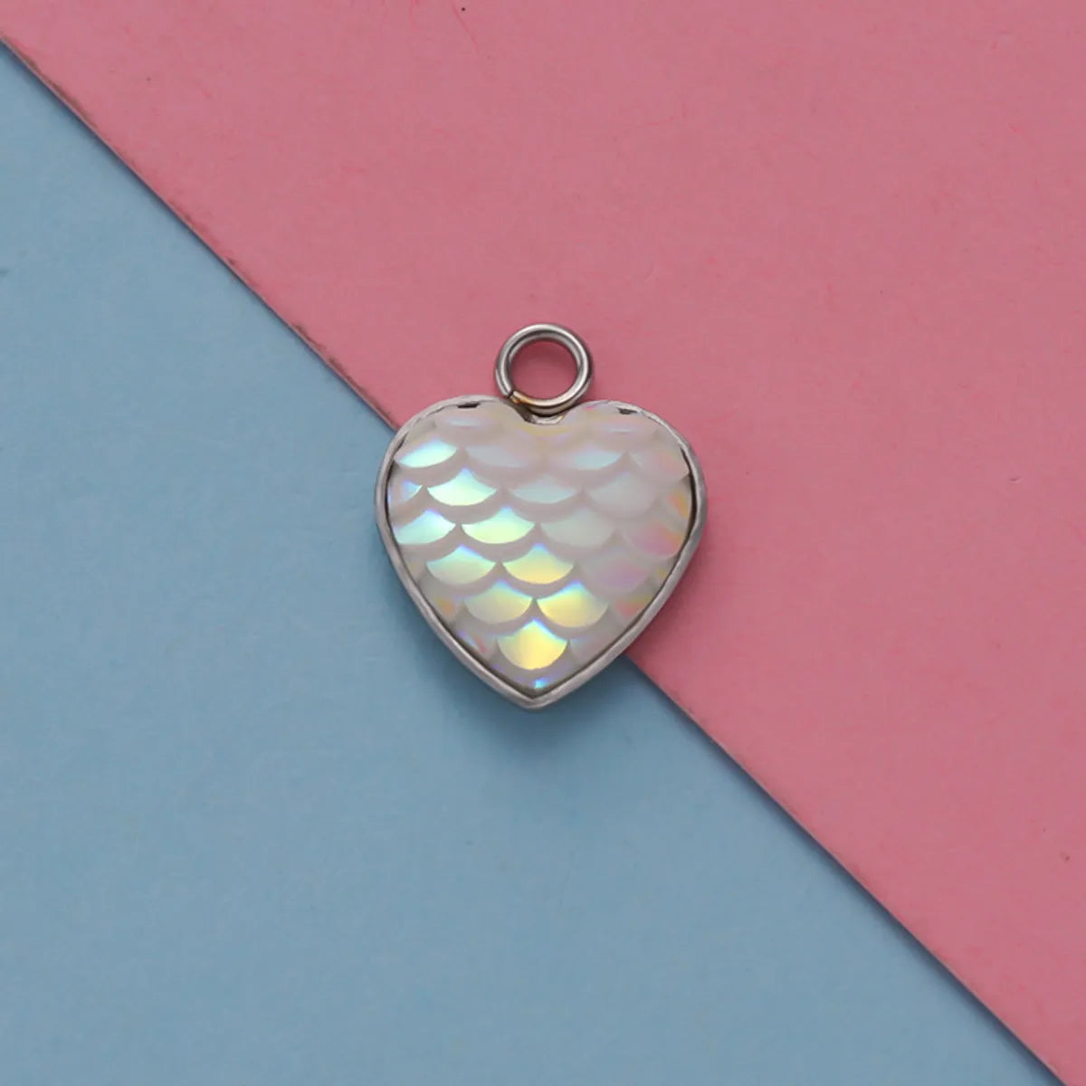 1 Piece Stainless Steel Resin 18K Gold Plated Heart Shape Fish Scales Pendant