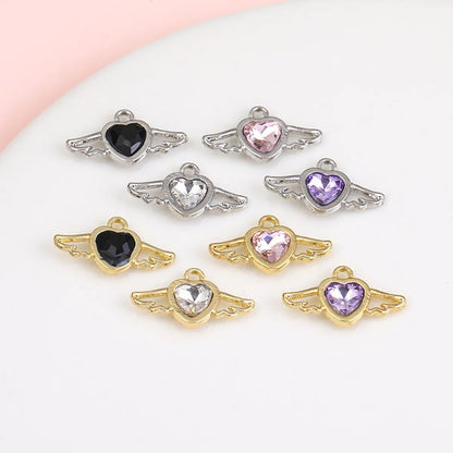 1 Piece Sweet Simple Style Heart Shape Wings Alloy Plating Inlay Pendant Jewelry Accessories