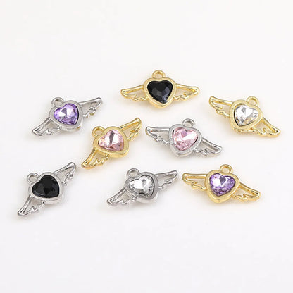 1 Piece Sweet Simple Style Heart Shape Wings Alloy Plating Inlay Pendant Jewelry Accessories