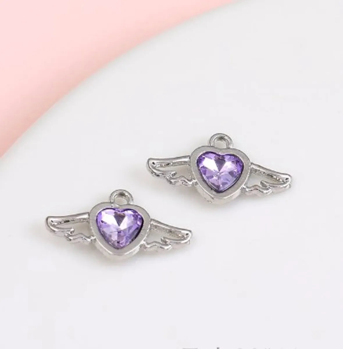 1 Piece Sweet Simple Style Heart Shape Wings Alloy Plating Inlay Pendant Jewelry Accessories