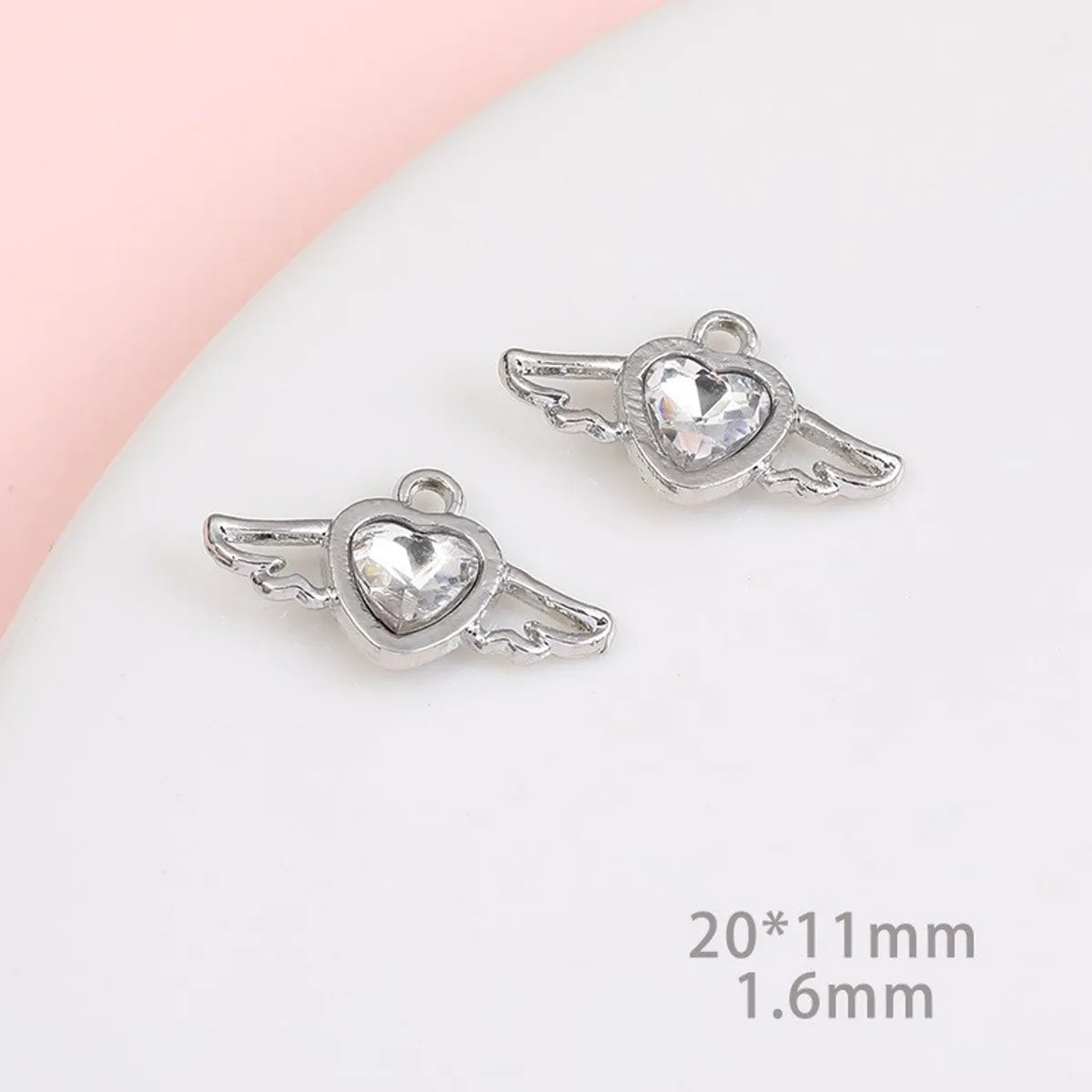 1 Piece Sweet Simple Style Heart Shape Wings Alloy Plating Inlay Pendant Jewelry Accessories