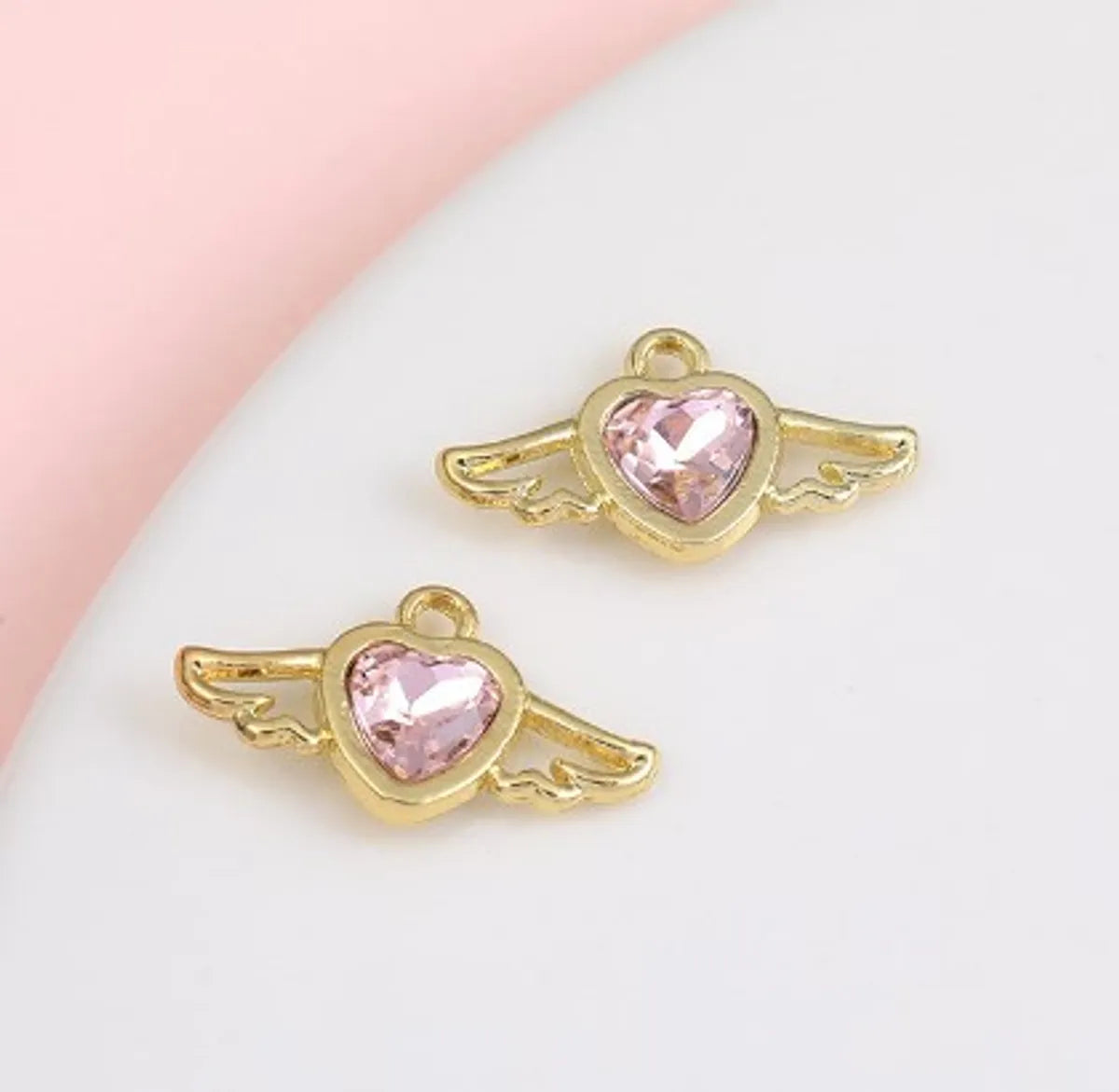 1 Piece Sweet Simple Style Heart Shape Wings Alloy Plating Inlay Pendant Jewelry Accessories