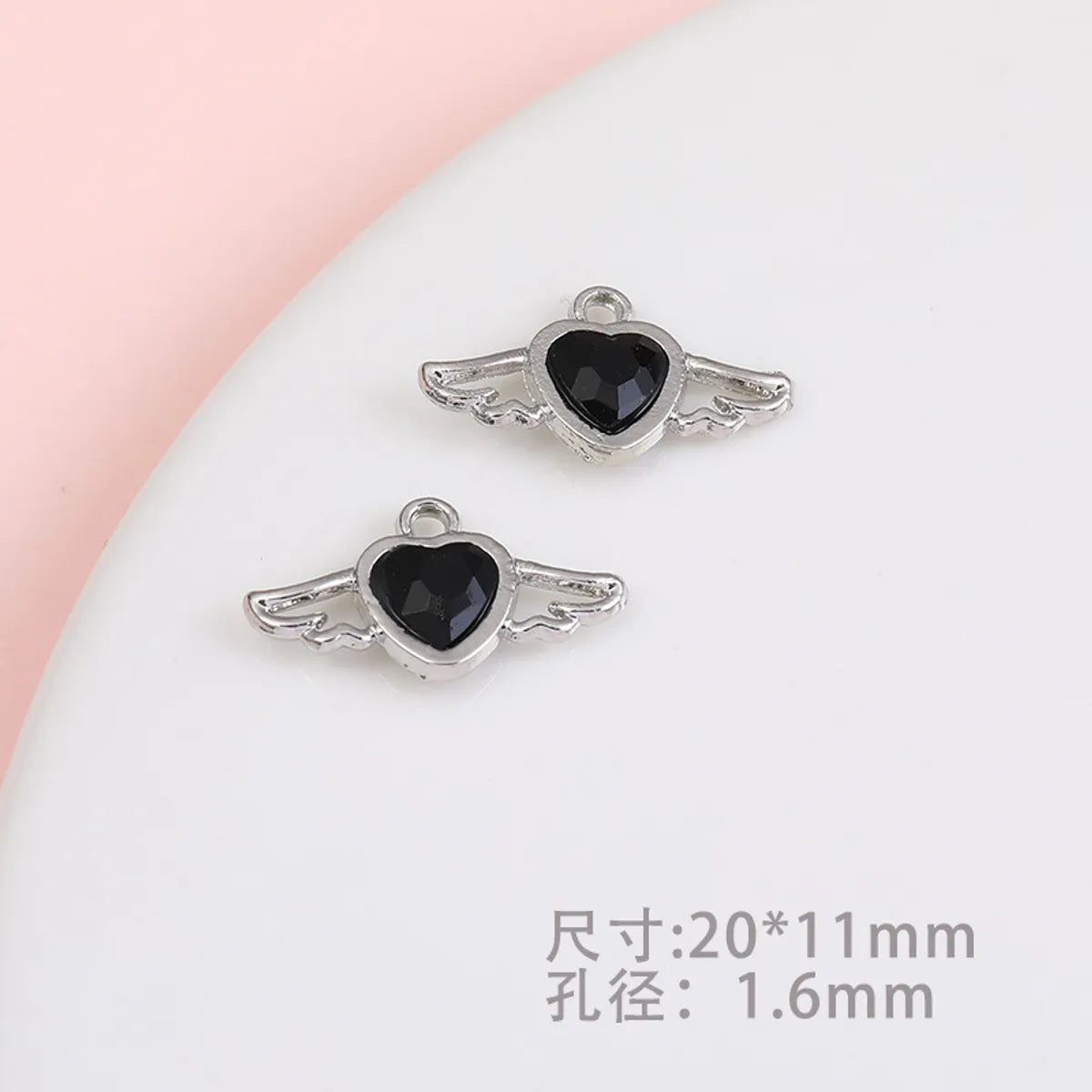 1 Piece Sweet Simple Style Heart Shape Wings Alloy Plating Inlay Pendant Jewelry Accessories