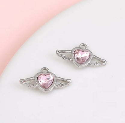 1 Piece Sweet Simple Style Heart Shape Wings Alloy Plating Inlay Pendant Jewelry Accessories